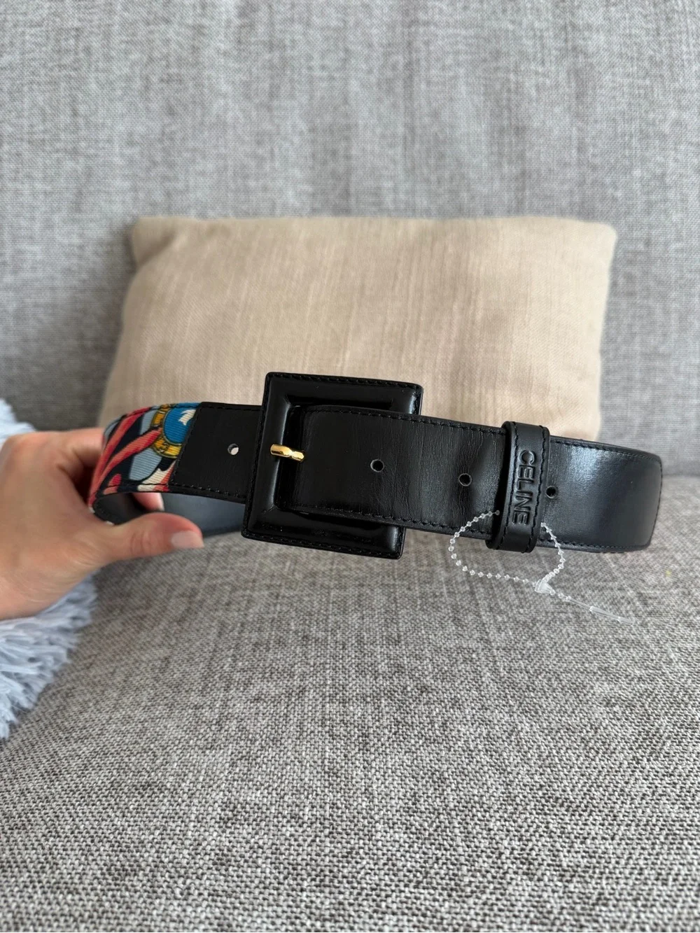🗽Celine Leather Belt with Branded Loop and Square Buckle